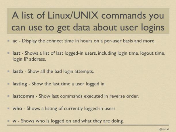 Linux/Unix Commands to Get User Data